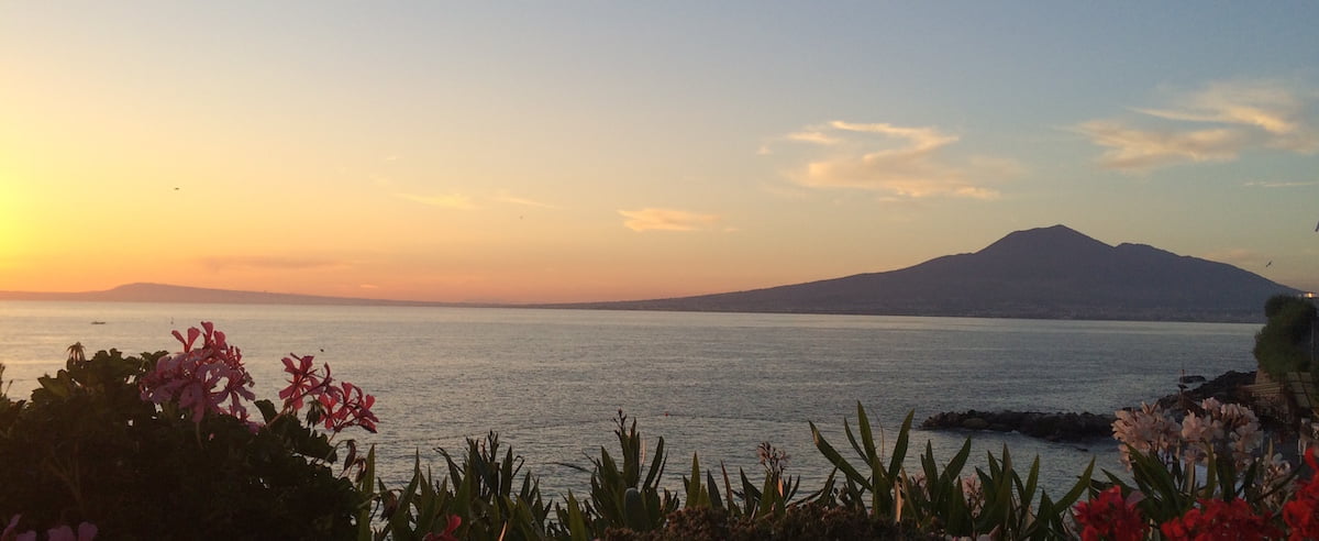 Volcano Mt. Vesuvius at sunset